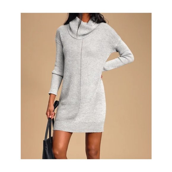 Lulus Dresses & Skirts - LULUS | TEA READER LIGHT GREY SWEATER DRESS | M